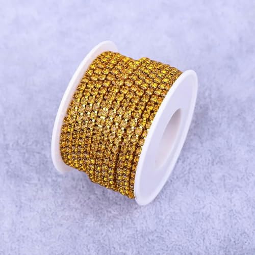 Crystal10 Yard Strassbesatz Steinbecherkette Gold Diamant Strass Dekorative Applikation Kristallbesatz für Kleider-Topas-SS6-1 Yard von SHHEG