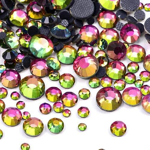 Glitter Crystal Hot Fix Strasssteine Strass DIY Nähzubehör Kristalle Diamant für Kleid Vestidos-Regenbogen-Mixed SS6-30 1000 Stück von SHHEG