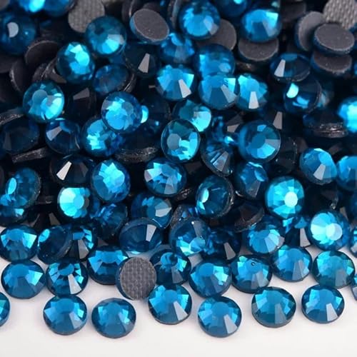 Glitzernde Kristall-Hot-Fix-Strasssteine, Strass-DIY-Nähzubehör, Kristalle, Diamanten für Kleider, Vestidos, Pfauenblau, SS30 – 288 Stück von SHHEG