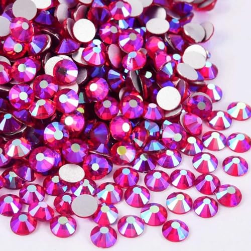 Mix-Größe, Kristall AB, bunt, nicht Hotfix-Strass, flache Rückseite, Glasstein, Nagel-Strass, Diamant für DIY-Dekorationen, B117-Lt.Siam AB-Mix-Größe, 1440 Stück von SHHEG