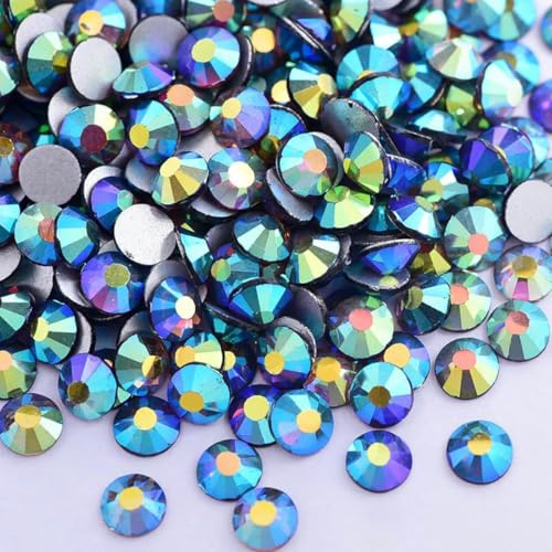 Mix-Größen, Crystal AB, bunt, nicht Hotfix-Strass, flache Rückseite, Glasstein, Nagel-Strass, Diamant für DIY-Dekorationen, B117-Rauchtopas AB, Mix-Größe, 1440 Stück von SHHEG