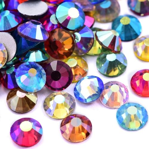 Mix-Größen, Kristall AB, bunt, nicht Hotfix-Strass, flache Rückseite, Glasstein, Nagel-Strass, Diamant für DIY-Dekorationen, B117-Mix-Farben-SS10-1440 Stück von SHHEG