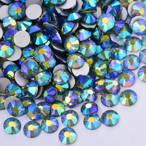 Mix-Größen, Kristall AB, bunt, nicht Hotfix-Strass, flache Rückseite, Glasstein, Nagel-Strass, Diamant für DIY-Dekorationen, B117-Olive AB-SS10 – 1440 Stück von SHHEG