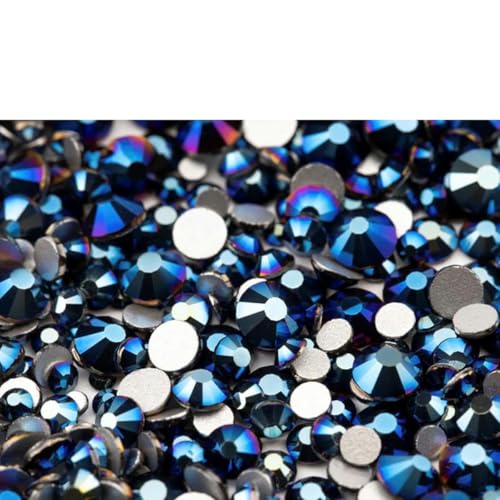 Neue Farben SS4-SS30 Glaskristall-Strasssteine, Glitzer-Strass, flache Rückseite, Steine für Nagelkunst, DIY-Basteldekoration, 068 Metallic-Blau-SS4 – 1440 Stück von SHHEG