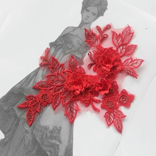 Neue Stil 3D Spitze Blume Stickerei Applique Trim Patch DIY Nähen Dekoration Handwerk Hochzeit Kleid Zubehör Handgemachte Versorgung-AS von SHHEG