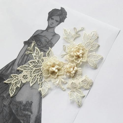 Neue Stil 3D Spitze Blume Stickerei Applique Trim Patch DIY Nähen Dekoration Handwerk Hochzeit Kleid Zubehör Handgemachte Versorgung-KS von SHHEG