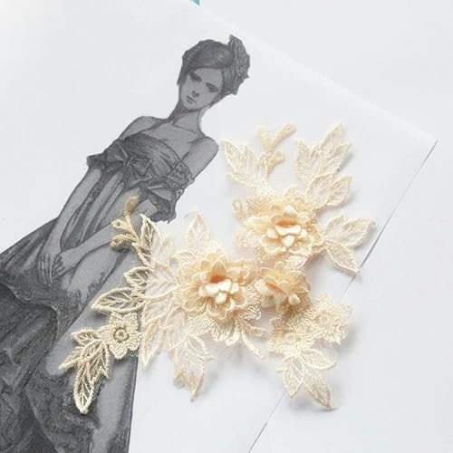 Neuer Stil 3D Spitze Blume Stickerei Applikation Trim Patch DIY Nähen Dekoration Handwerk Hochzeit Kleid Zubehör handgemachte Versorgung-CS von SHHEG