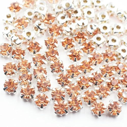 SS12-SS40 Kristallglassteine, silberne Krallenbecher-Strasssteine und Kristalle, Nähen von Strasssteinen für Kleidung, DIY-Stoff, heller Pfirsich, 4,0 mm, 100 Stück SS12-SS40 Kristallglassteine, silberne Krallenbecher-Strasssteine und Kristalle, Nähen von Strasssteinen für Kleidung, DIY-Stoff, heller Pfirsich, 4,0 mm, 100 Stück von SHHEG