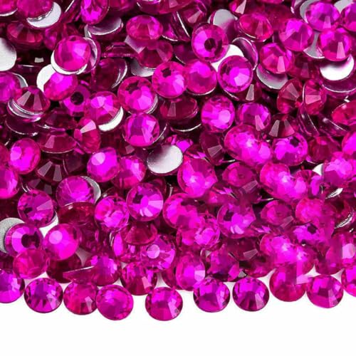 SS3-SS30 Hot Pink Rose Nicht Hot Fix Strass Flatback Kristalle Perlen 3D Nail Art Strass Glaskristallnägel Nicht HotFix-lt rose B-ss3-1440Stk von SHHEG