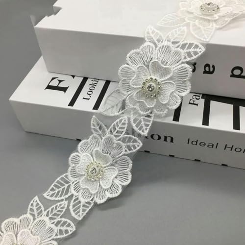 Stickerei Perlen Organza Simulation Blume Spitze Stoff Applikation Hut Kopfschmuck Hochzeitskleid Kostüm Rock Dekoration Patch Neu - 5 Blumen Preis von SHHEG