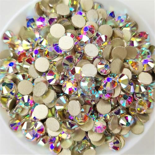 Top Glitter Crystal AB Gold Base Nicht Hot Fix Strasssteine SS3-SS40 FlatBack Strass Nähen & Stoff Kleidung Nail Art Dekorationen-Klar AB-s3-s16 Mix 1000 Stück von SHHEG