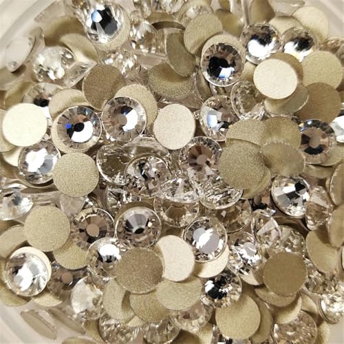 Top Glitter Crystal AB Gold Base Nicht Hot Fix Strasssteine SS3-SS40 FlatBack Strass Nähen & Stoff Kleidung Nail Art Dekorationen-Klar-SS34 288Stk von SHHEG