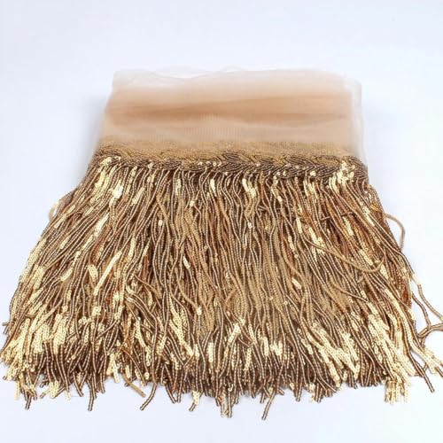 Yards 30 cm-Gold-30 cm breit-5 YardsStoffbesätze für Hochzeits-, Party- und Kleiderfransen, Pailletten-Spitzenband, handgefertigtes Näh- und Kleidungszubehör von SHHEG