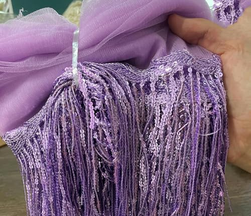 Yards 30 cm-Hellviolett-30 cm breit-5 YARDS Stoffbesätze für Hochzeits-, Party- und Kleiderfransen, Pailletten-Spitzenband, handgefertigtes Näh- und Kleidungszubehör von SHHEG