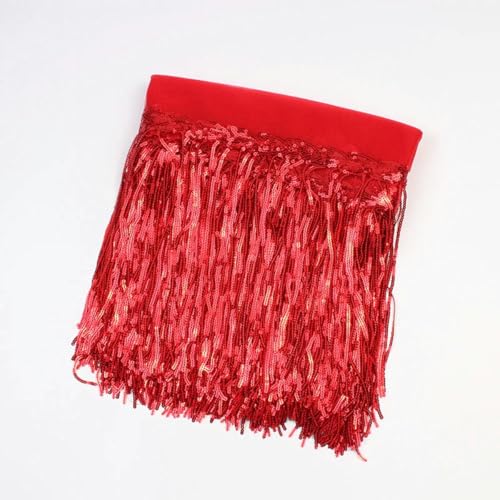 Yards 30 cm-Rot-30 cm breit-5 YardsStoffbesätze für Hochzeits-, Party- und Kleiderfransen, Pailletten-Spitzenband, handgefertigtes Näh- und Kleidungszubehör von SHHEG