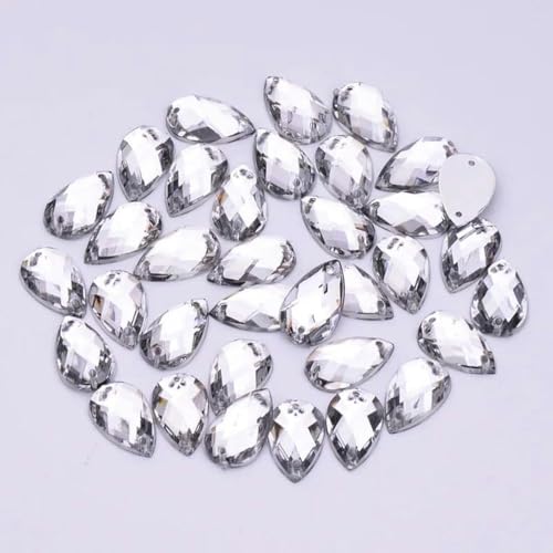 x 13 mm, 18 x 25 mm, dunkelgrün, zum Nähen, Tropfen-Strass, flache Rückseite, Strass-Kristall für Handarbeiten, Kleidung, Basteln, transparent, 13 x 18 mm, 200 Stück von SHHEG