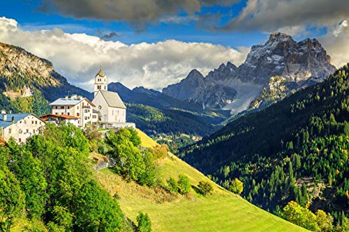 SHILIHOME Dolomit Kirche Italien Malen Nach Zahlen DIY Einzigartig von SHILIHOME