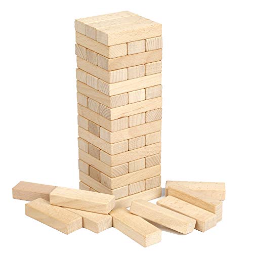 Holzblock Tower Game 51 rechteckiges Stück Hartholz Set Block Stacking, Stack Crashing Game (Einfach) von SHINE