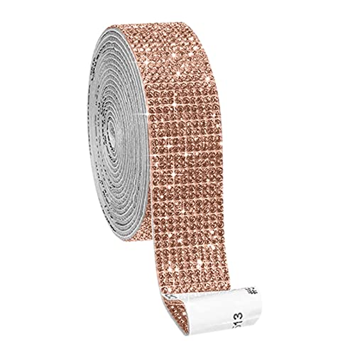 SHINEHUA Selbstklebende Kristall Strass Diamant Band DIY Dekoration Aufkleber mit 2 mm Strass für Kunsthandwerk, DIY Event Auto Telefon Dekoration (Roségold-E, OneSize) von SHINEHUA