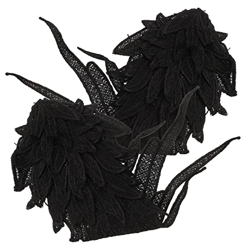 1 Paar Gestickte Flügel Zubehör Kostüme Engelkostüm Für Bestickt Nähen Pailletten Applikationen Spitze Feenflügel Gestickte Patch-dekore Kleideraufnäher Black Polyestergarn SHINEOFI von SHINEOFI