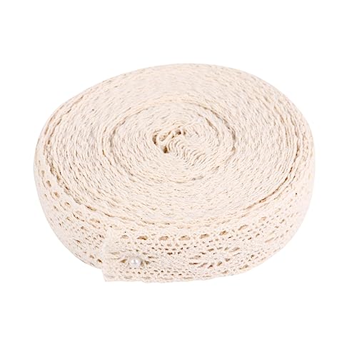 1 Rolle 10 Baumwollspitze Spitzenkante Weißes Band Hessisches Band Beige Weißes Spitzenband Gewebte Blumenbandbesatz Bausatz Stoffschere Nähen Stoffkante Doppelt Baumwollfaden SHINEOFI von SHINEOFI