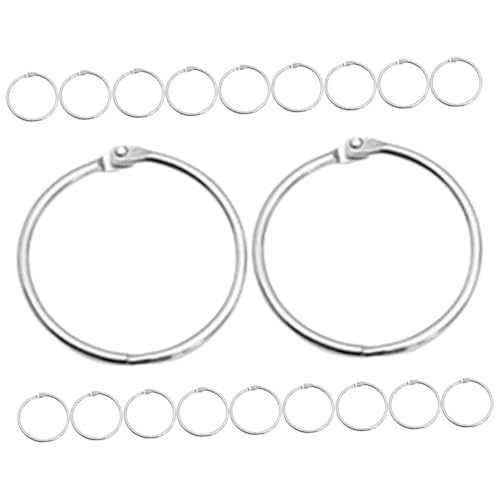 20St Bügelschnalle Metallbuchring Ringbuch Ringe schlüsselringe schlüsselanhanger Bürobuch klingelt Schlüsselring-Clip Binderinge aus vernickeltem Stahl Metallringe Silver SHINEOFI von SHINEOFI