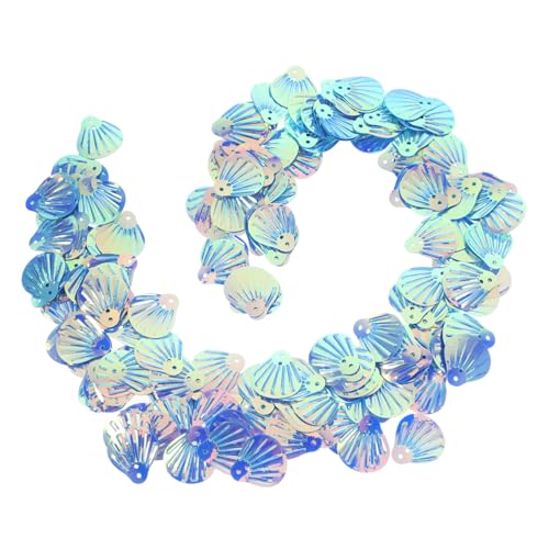 SHINEOFI 1 Muschel-doppelloch-pailletten Pailletten Nähen Shell-kleidung Mit Pailletten Dekorative Pailletten Pailletten-accessoires Pailletten Für Diy-schmuck Shell-pailletten Sky-blue Pvc von SHINEOFI