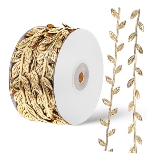 SHINEOFI 1 Rolle Blumen-rattan-beleuchtung Blätterdekor Blattband Zum Basteln Girlande Aus Blattgold Glitzerblattdekor Blattbesatzband Bindfäden Für Bastelarbeiten Weinband Golden Stoff von SHINEOFI