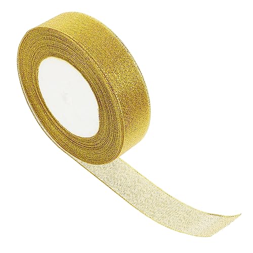 SHINEOFI 1 Rolle Glitzer Gurtband Wickelband Haar Accessoire Polyesterband Multifunktionsband Dekoration Chiffonband Blumenband Pfingstrosenband Bastel Haarband Golden von SHINEOFI