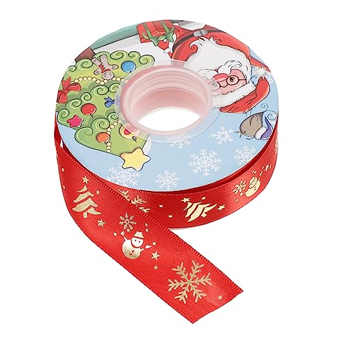 SHINEOFI 1 Rolle Heißpräge-Polyester-Gürtel Bögen Sackleinen Gold Haustier Kranz Baum Rot seidenband ribbon christmas dekoration geschenksband band weihnachten Festivalband dekoratives Band von SHINEOFI