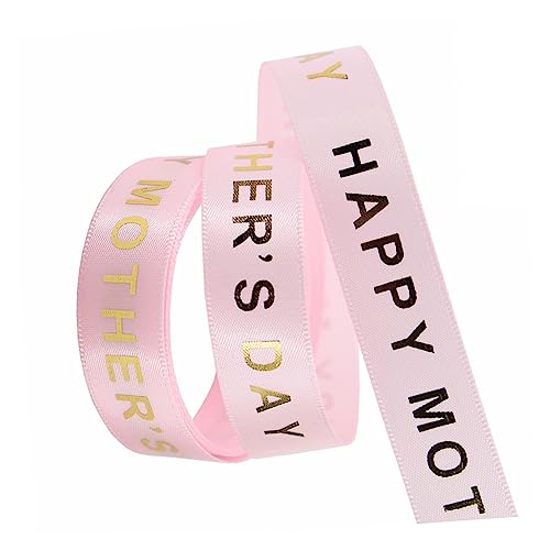 SHINEOFI 1 Rolle Muttertagsband Geschenkverpackungsband Abschlussball Banner Goldbesatzband Mit Buchstaben Für Auto Jute Weihnachtsmittelstücke Koffer Verpackungsband Polyester Rosa von SHINEOFI