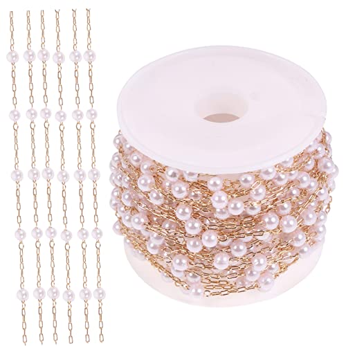 SHINEOFI 1 Rolle Perlenkette Aus Für DIY Schmuckherstellung Halskette Armband Und Dekoration Goldene Perlenkette Für Handarbeiten Bastelzubehör Und Schmuckaccessoires von SHINEOFI