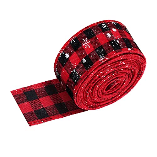 SHINEOFI 1 Rolle Rot und schwarz kariertes Gurtband weihnachtsdrahtband leeres Auszeichnungsband ribbon ripsband Bowknot-Band machen verpackungsband für weihnachten Hanfimitat Black von SHINEOFI