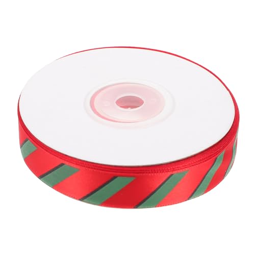 SHINEOFI 1 Rolle Rote und grüne Streifen garngefärbt Weihnachtsbänder verdrahtet rotes Drahtband Fleck ribbon ripsband Geschenkbänder ein Verpackungsband weihnachtsverpackungsband Polyester von SHINEOFI