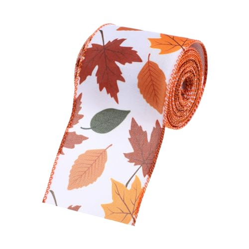 SHINEOFI 1 Rolle Thanksgiving-geschenkband Herbstbänder Zum Basteln Thanksgiving-kabelband Herbstblätter-pinnwandränder Herbstband Ahornblätter-pinnwandränder Ahorndrahtband Stoff Orange von SHINEOFI