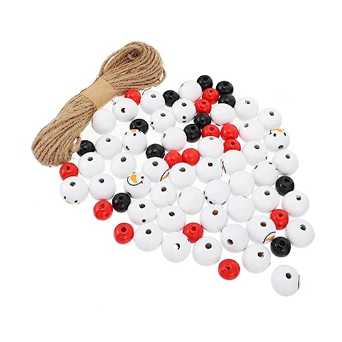 SHINEOFI 1 Satz 1 Satz Schneemann Holzperlen Schnur Weihnachtsbastelset Weihnachts Strassperlen Schneeflocke Schneemann Perlen Schneemann Plüsch Aufblasbare Schneebälle 200 Stück von SHINEOFI