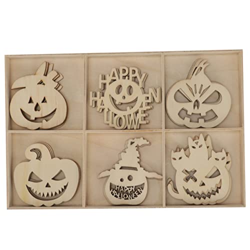 SHINEOFI 1 Satz 30 Stück Halloween-Anhänger aus Holz leere Ausschnitte Ornamente Kürbis-Dekor Haushaltswaren Dekor Halloween Party Dekoration Halloween Holzanhänger Halloween-Holzaufhängung von SHINEOFI