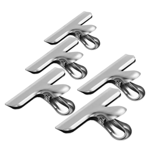 SHINEOFI 1 Satz Edelstahlclip Büroklammern Multifunktionale Clips Lebensmittel Clips Tütenverschließer Für Chips Verschlussklammern Für Lebensmittel Metallclip Rostfreier Stahl Silver 5st von SHINEOFI