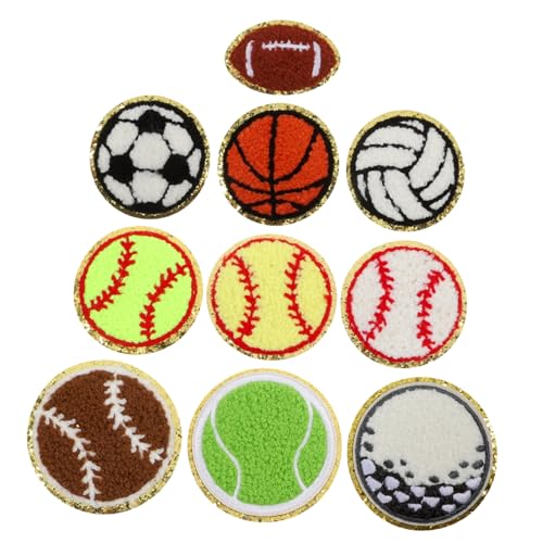 SHINEOFI 1 Satz Fußball-stickpatch Aufkleber Fußball Kit Halterung Hose Fußball-aufnäher Hutflecken Einfache Armbänder Schmuckregal Fach Schlüsselanhänger-geldbörse Füllset Chenille 10st von SHINEOFI