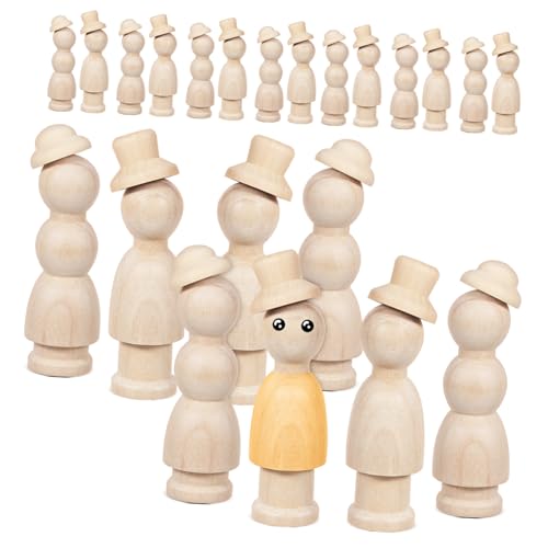 SHINEOFI 1 Satz Graffiti-holzfigur Steckpuppen Unvollendet Leere Figuren Leute Pfeifen Peg-puppen Unbemalte Pflockmenschen Unvollendete Peg-leute Familienfiguren Aus Holz Beige Lotusbaum von SHINEOFI