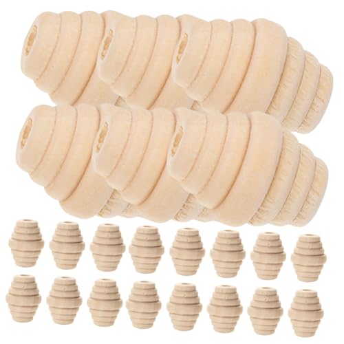 SHINEOFI 1 Satz Holz Perlen Mit Gewinde Holzperlen Perlen-anhänger Bastelperlen Handwerk Perlen Machen Abstandsperlen Perlen Für Diy Abstandshalter Für Halskettenanhänger Beige 100st von SHINEOFI