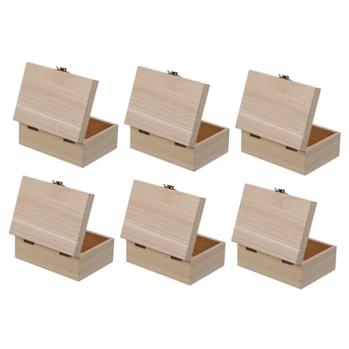 SHINEOFI 1 Satz Holzkiste Mit Schloss Storage Boxes Aufbwahrungs-box Holzbox Holzspeicherbox Schmuck Box Halter En Dekor Desktop- Unfertiges Holzgehäuse Hölzern 6st von SHINEOFI