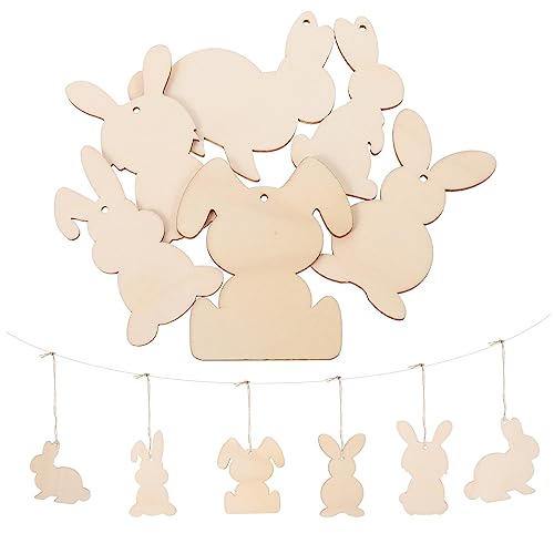 SHINEOFI 1 Satz Kaninchen-holz-chip-anhänger Holzarbeiten Selber Machen Holzfiguren Offenes Kaninchen -fotorahmen Holzscheiben Hasenscheibe Aus Holz Holzspäne in Hasenform Khaki 36st von SHINEOFI