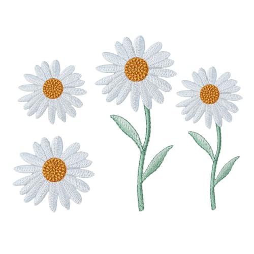 SHINEOFI 1 Satz Kleider Subventionen Aufnäher Nähen Künstliche Pflanzen Im Freien Gefälschte Blumen Stickerei Stoff Embroidery Handmade Aufnäher Patch Aufnähen Diy-patches Stickgarn 4 Stück von SHINEOFI