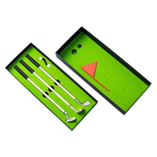 SHINEOFI 1 Satz Kugelschreiber Golfen Golf-Ausrichtungsstäbe Golf-Grifftrainer Golf-Tee Vatertagsgolf Golf Geschenkset Golfstift Requisiten für Tischgolfspiele Desktop-Golfspielzeug Metall von SHINEOFI