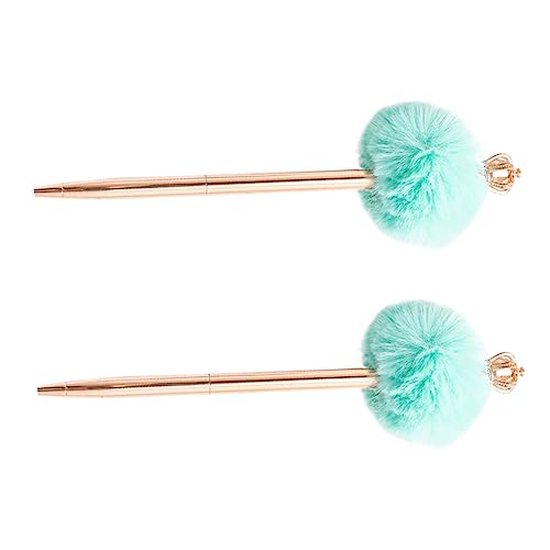 SHINEOFI 1 Satz Kugelschreiber Kugelschreiber Pompom Schilderstift Schreibstifte Kawaii Stifte Krone Flauschiger Stift Fuzzy Stift Krone Pompom Stift Lernstift Flauschige Bälle 2Stk von SHINEOFI