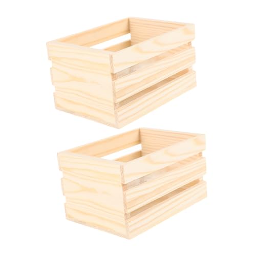 SHINEOFI 1 Satz Mini-holzkorb Holzkisten Puppenhaus-dekor Puppenhaus Gartenverzierung Mini-kisten Miniatur-zubehör Kleine Holzkiste Holzkörbe Miniatursachen Mini-milchkiste Beige 2st von SHINEOFI