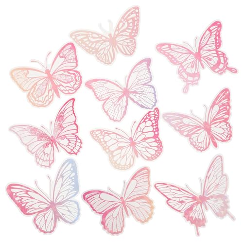 SHINEOFI 1 Satz Schmetterlingsaufkleber Schmetterlinge Aufkleber Schmetterling Wandaufkleber Schmetterlingsblumenaufkleber Schmetterling-scrapbook-aufkleber Das Haustier Rosa 20 Stück von SHINEOFI