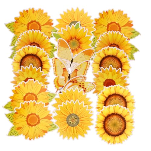 SHINEOFI 1 Satz Sonnenblumen-decoupage Papierschere Pauspapier Sommerdekoration Sommerliche Wanddekoration Frühlingsdeko Frühlingsblume Aus Papier Frühlingsblumenausschnitte Yellow 45 Stück von SHINEOFI