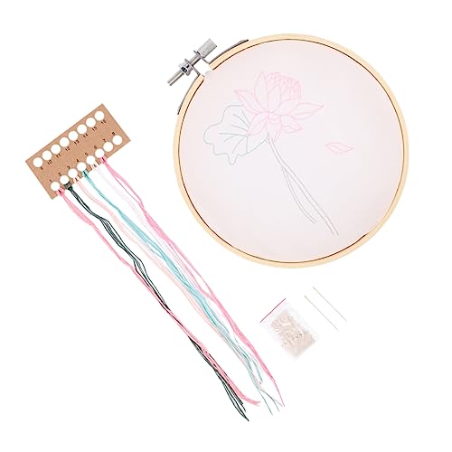 SHINEOFI 1 Satz Stickerei Selber Machen Stoff Stickhalter Stickständer Häkelset Bastelsets Zubehör Stich-kit Stickrahmen Stickerei-kits Stickmaschine Bausätze Bausatz Werkzeug Rosa Hölzern von SHINEOFI